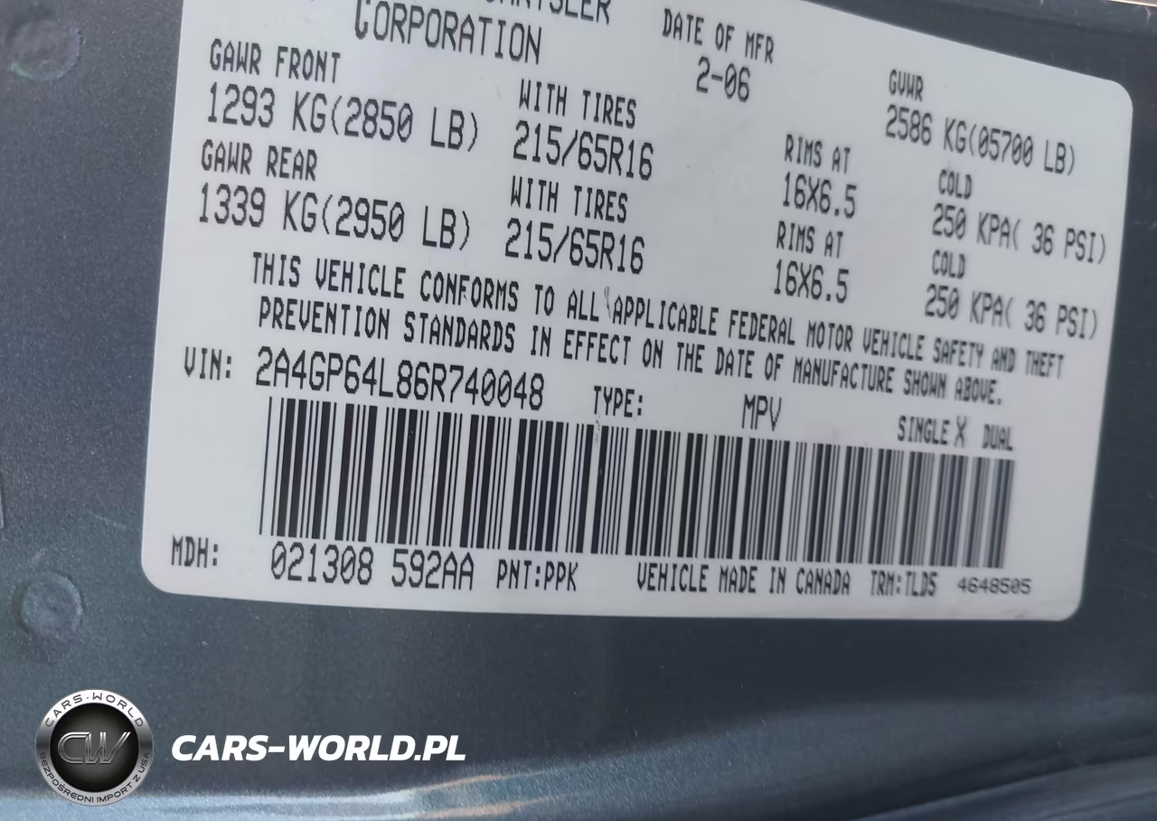 2006 Chrysler Town & Country Limited VIN:2A4GP64L86R740048 - 9
