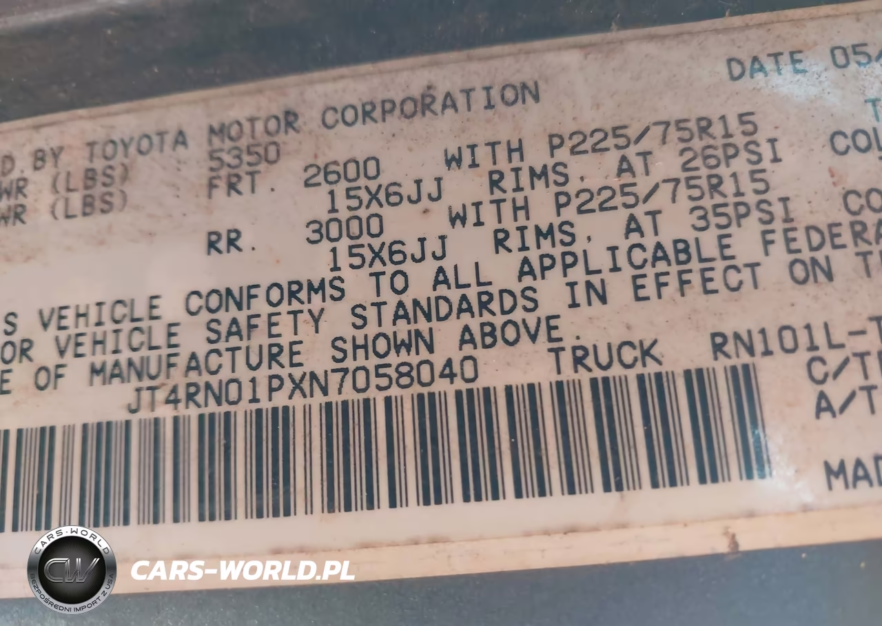1992 Toyota Pickup 1-2 Ton Sht Wheelbase Dlx VIN:JT4RN01PXN7058040 - 9