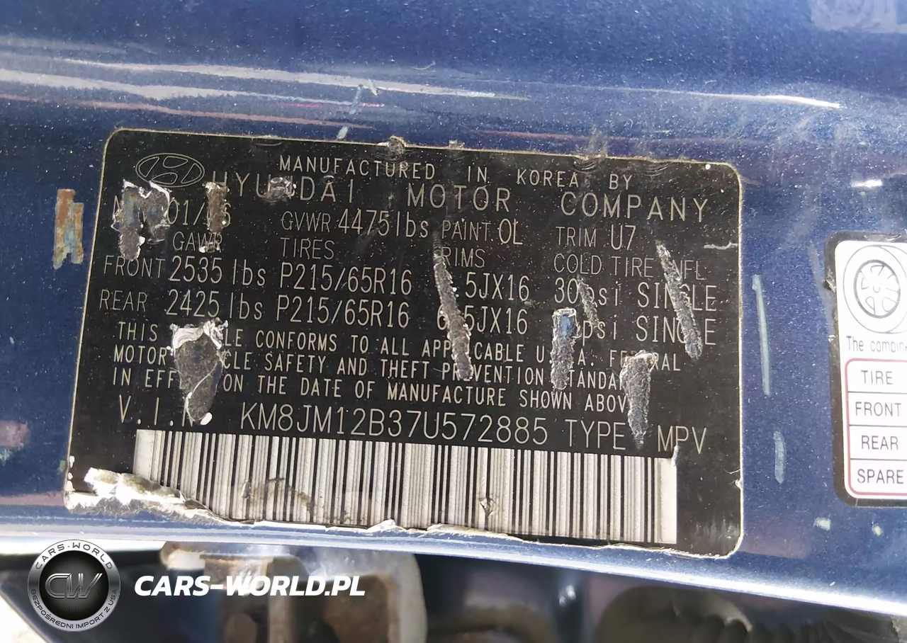 2007 Hyundai Tucson Gls VIN:KM8JM12B37U572885 - 9