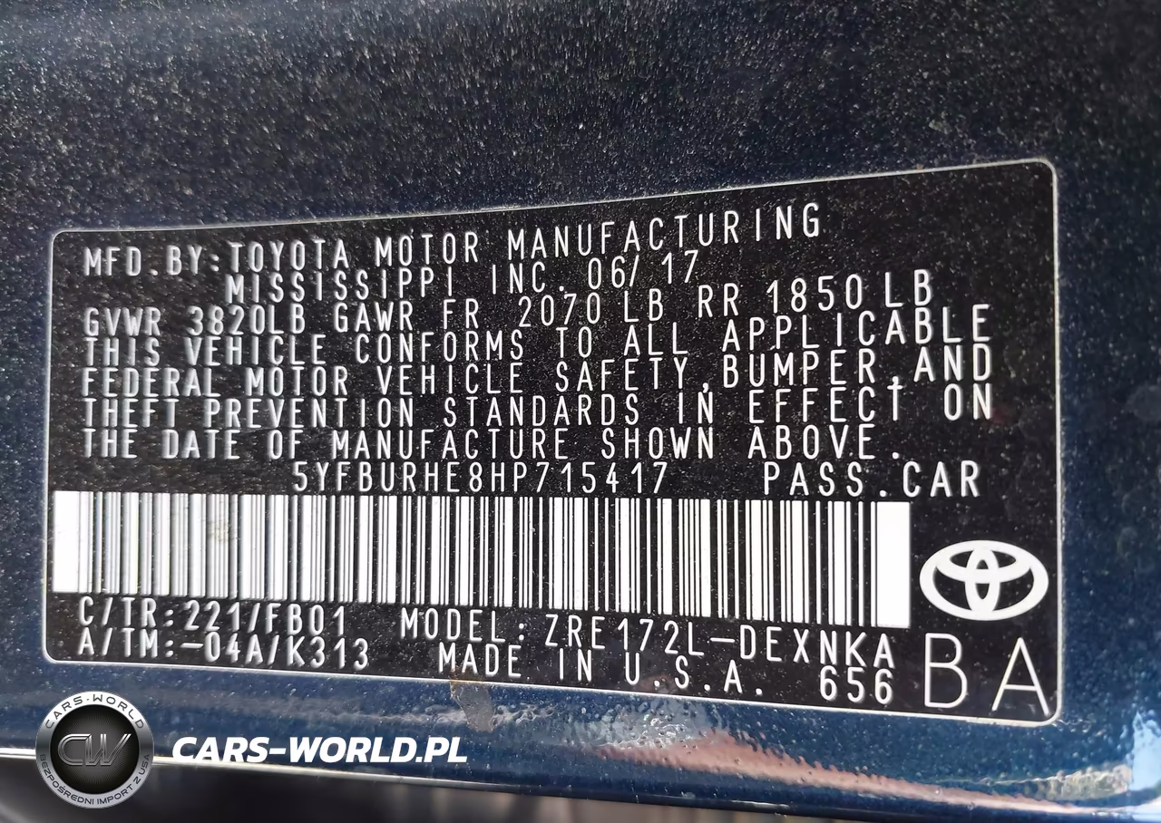 2017 Toyota Corolla Le VIN:5YFBURHE8HP715417 - 9
