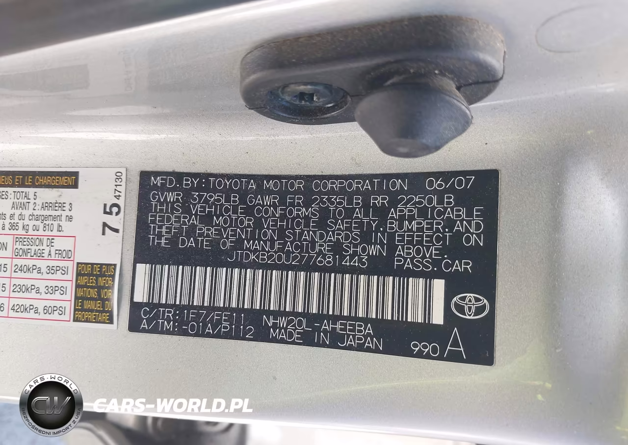 2007 Toyota Prius VIN:JTDKB20U277681443 - 9