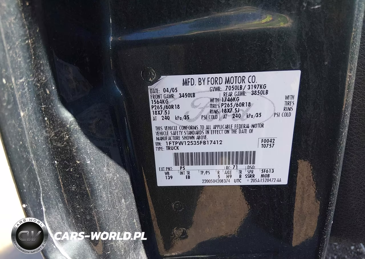 2005 Ford F-150 Lariat-Xlt VIN:1FTPW12535FB17412 - 9