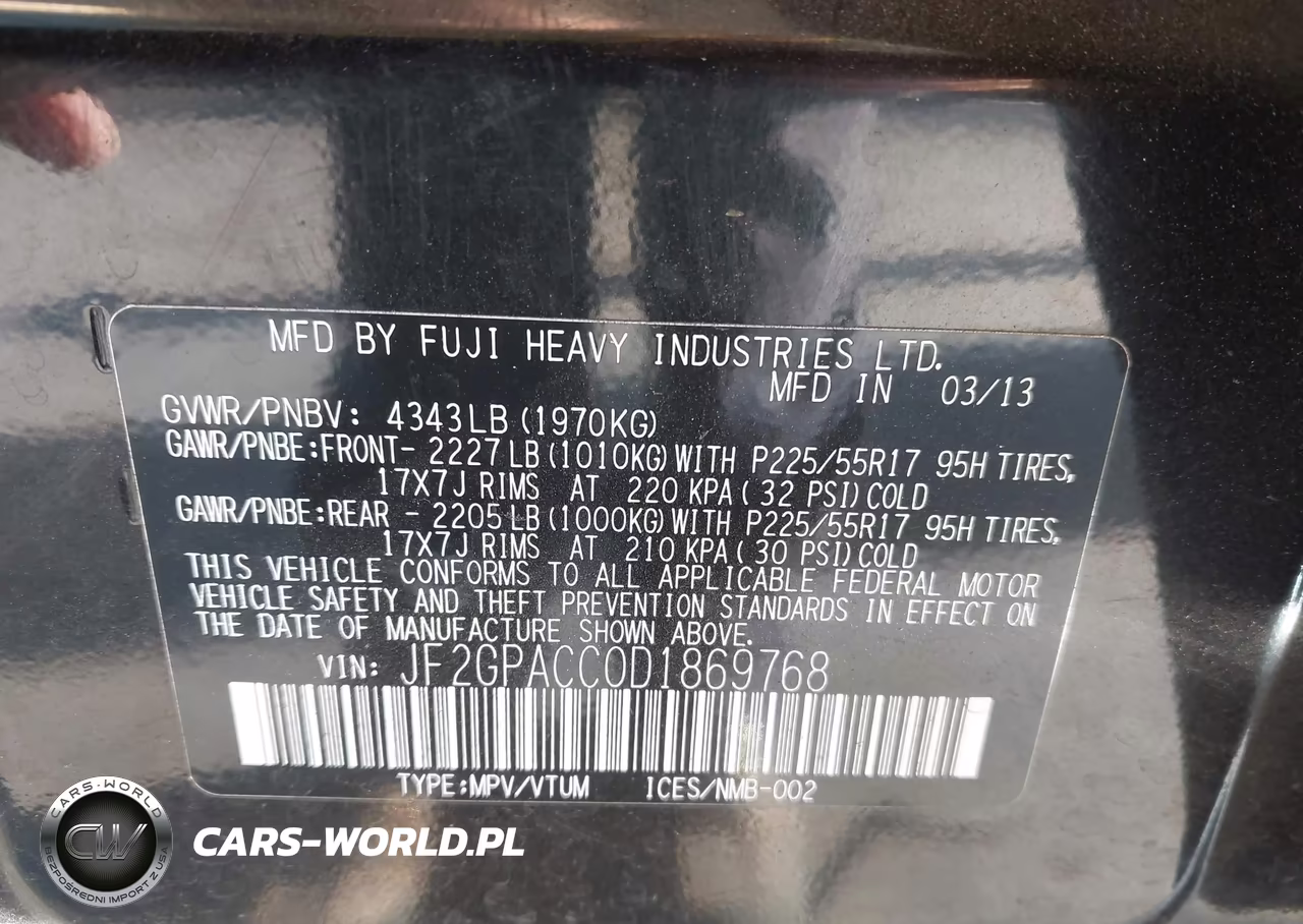 2013 Subaru Xv Crosstrek 2.0I Premium VIN:JF2GPACC0D1869768 - 9