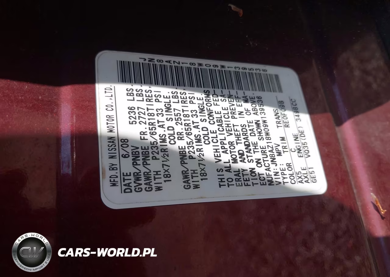 2009 Nissan Murano Sl VIN:JN8AZ18W09W139536 - 9