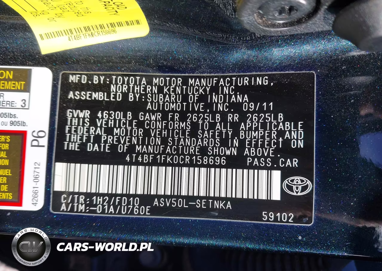 2012 Toyota Camry Le VIN:4T4BF1FK0CR158696 - 9