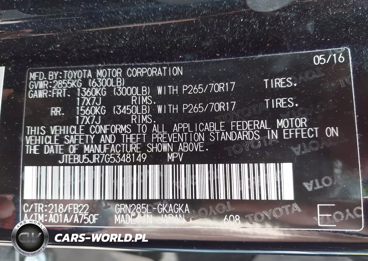 2016 Toyota 4Runner Sr5 VIN:JTEBU5JR7G5348149 - 9