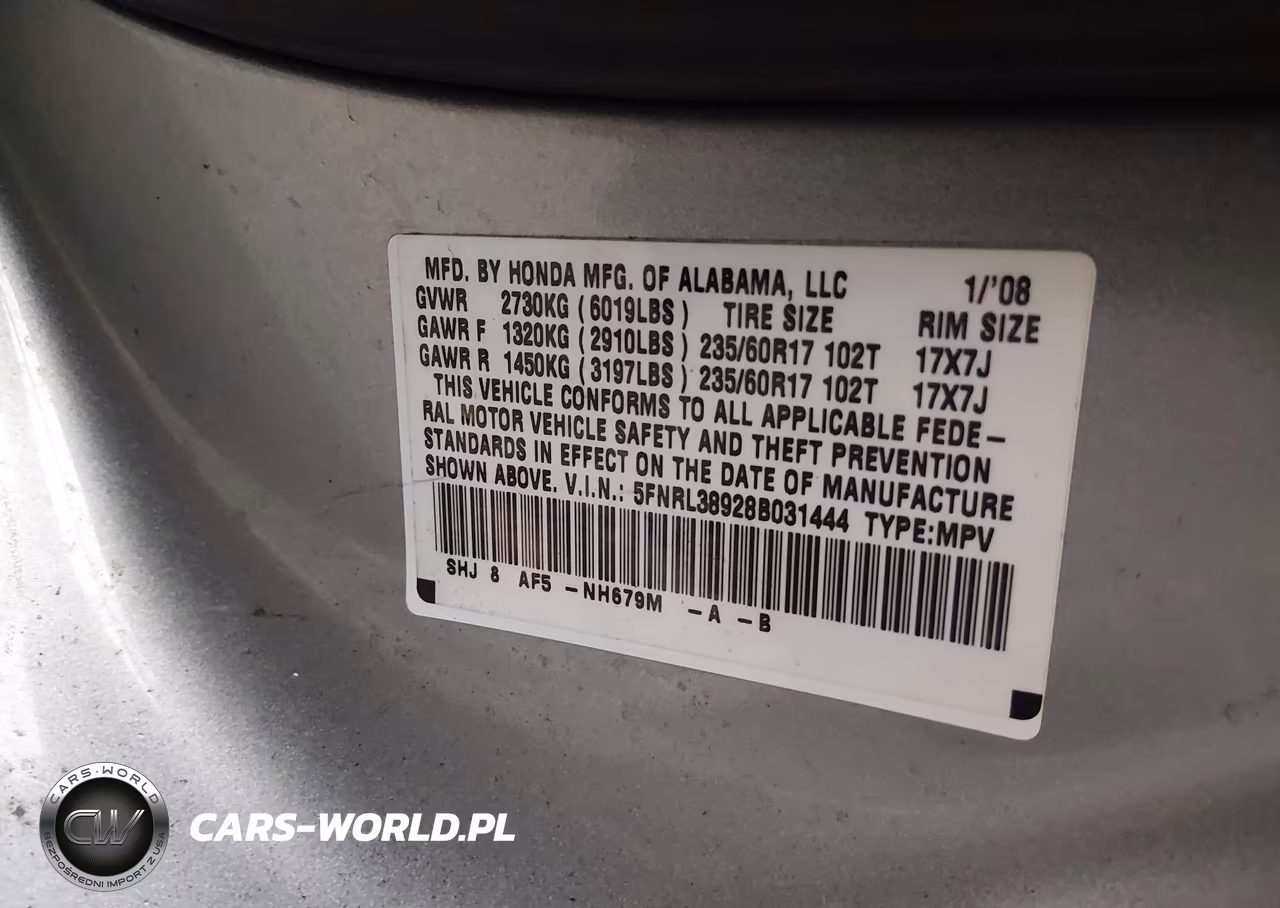 2008 Honda Odyssey Touring VIN:5FNRL38928B031444 - 9