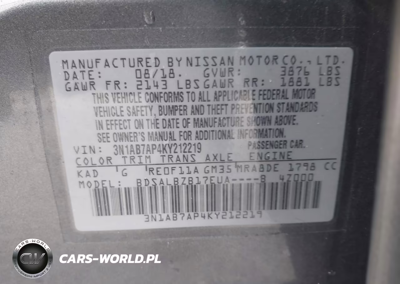 2019 Nissan Sentra S VIN:3N1AB7AP4KY212219 - 9