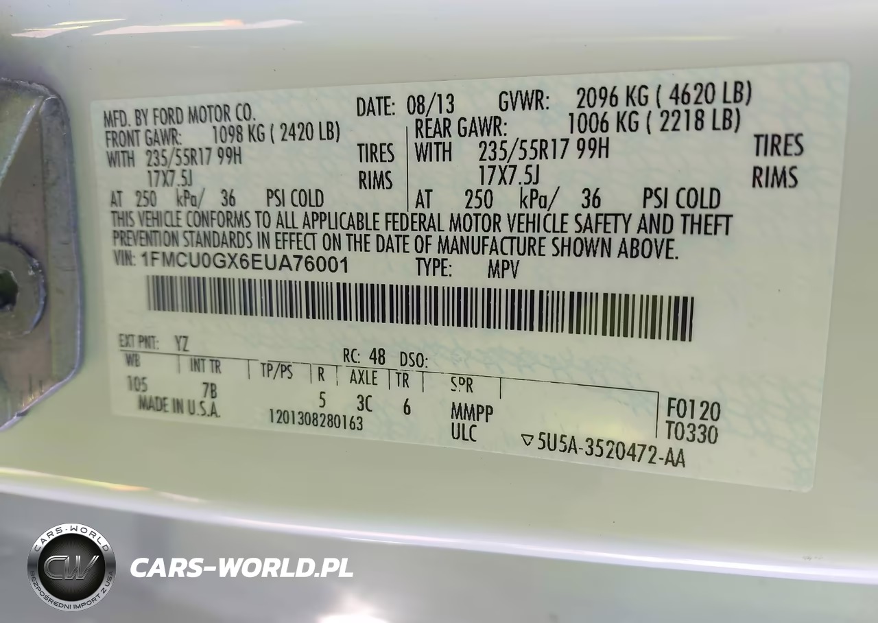 2014 Ford Escape Se VIN:1FMCU0GX6EUA76001 - 9