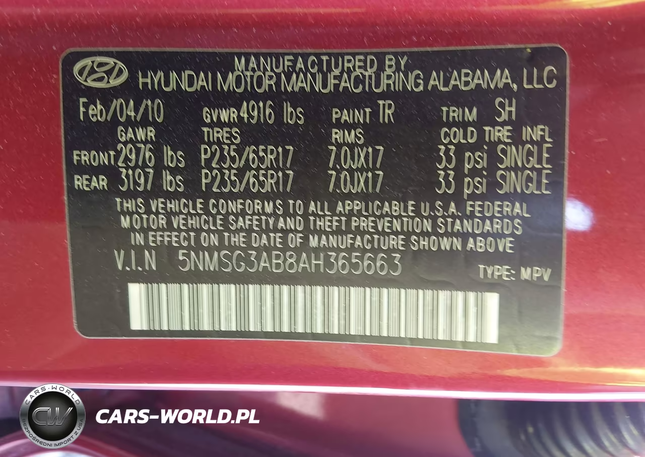 2010 Hyundai Santa Fe Gls VIN:5NMSG3AB8AH365663 - 9