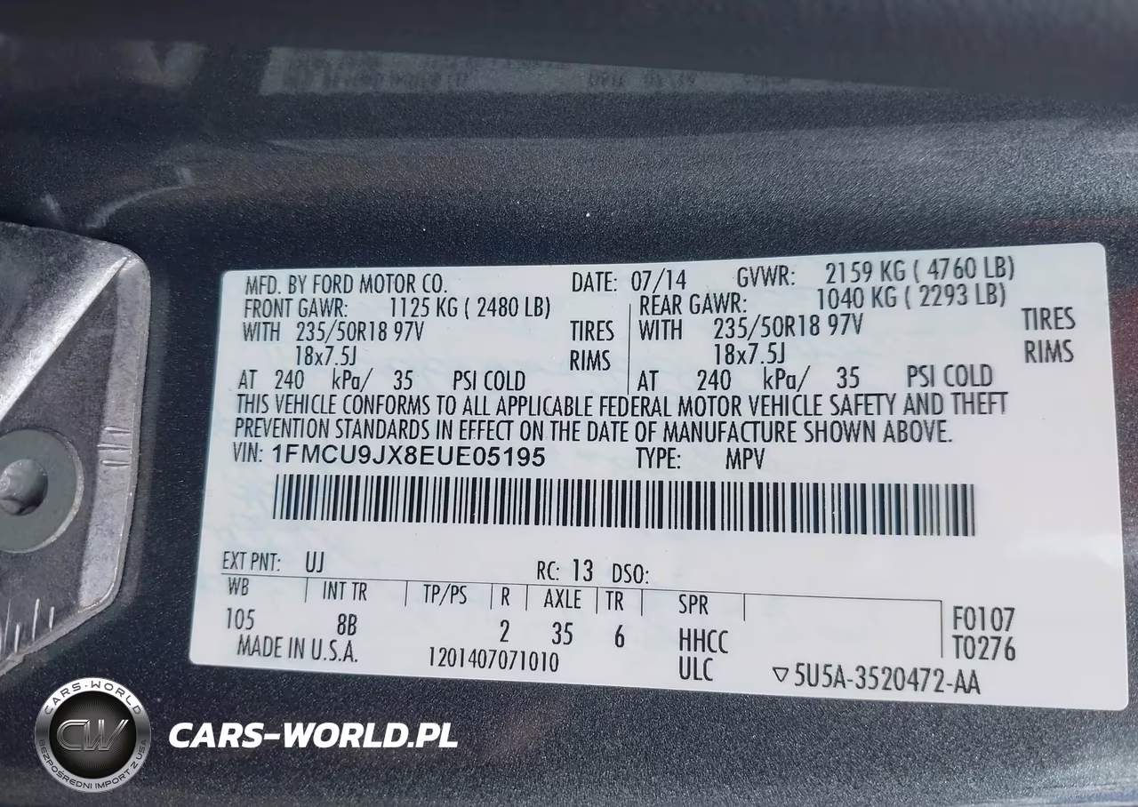 2014 Ford Escape Titanium VIN:1FMCU9JX8EUE05195 - 9