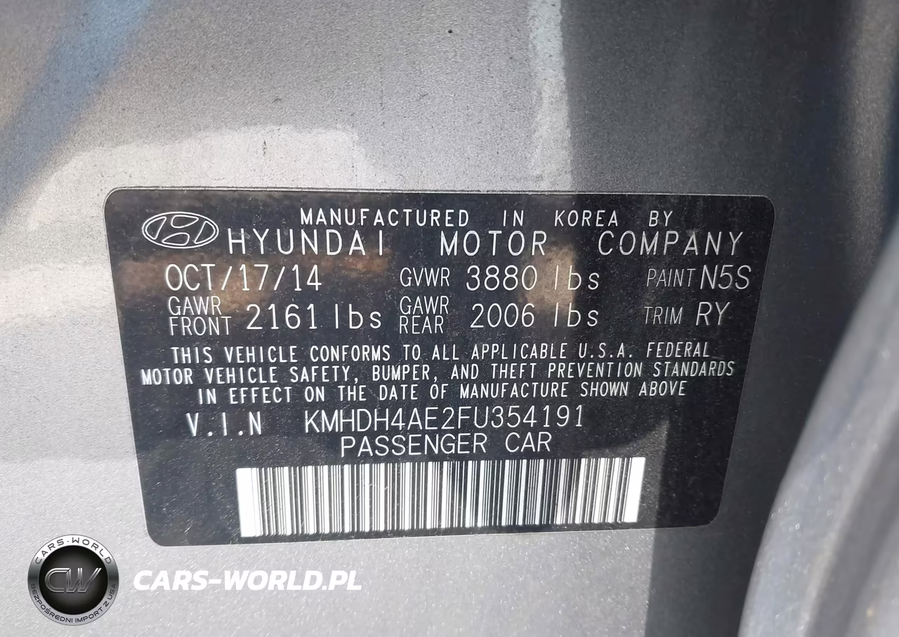 2015 Hyundai Elantra Se VIN:KMHDH4AE2FU354191 - 9