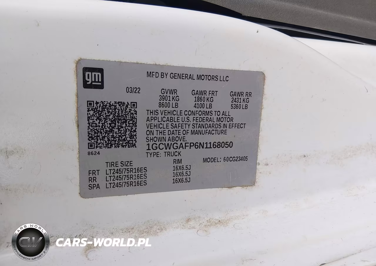 2022 Chevrolet Express Cargo Rwd 2500 Regular Wheelbase Wt VIN:1GCWGAFP6N1168050 - 9