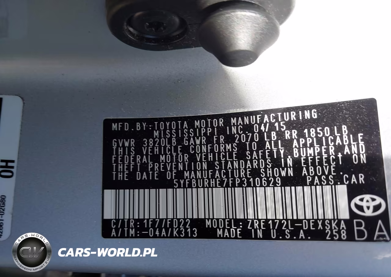2015 Toyota Corolla S Plus VIN:5YFBURHE7FP310629 - 9