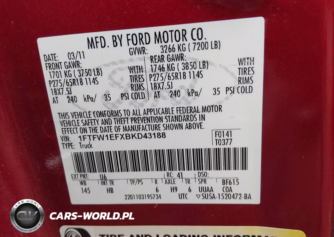 2011 Ford F-150 Lariat VIN:1FTFW1EFXBKD43188 - 9