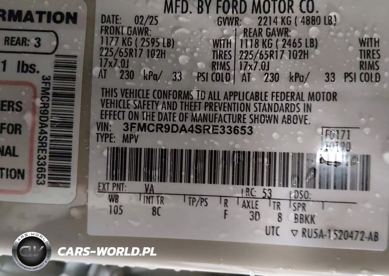 2025 Ford Bronco Sport Badlands VIN:3FMCR9DA4SRE33653 - 9