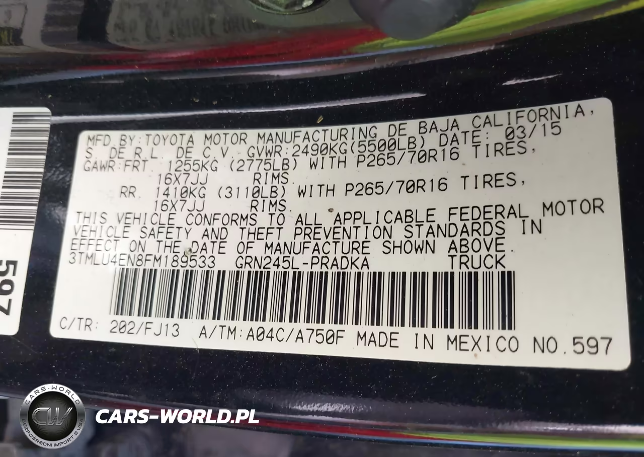 2015 Toyota Tacoma Base V6 VIN:3TMLU4EN8FM189533 - 9