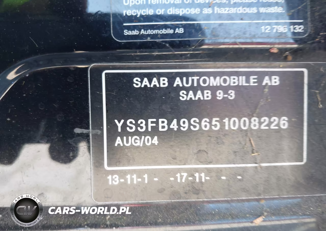 2005 Saab 9-3 Linear VIN:YS3FB49S651008226 - 9
