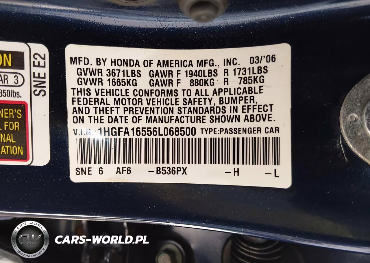 2006 Honda Civic Lx VIN:1HGFA16556L068500 - 9