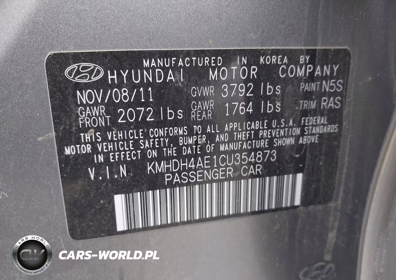 2012 Hyundai Elantra Limited (Ulsan Plant) VIN:KMHDH4AE1CU354873 - 9