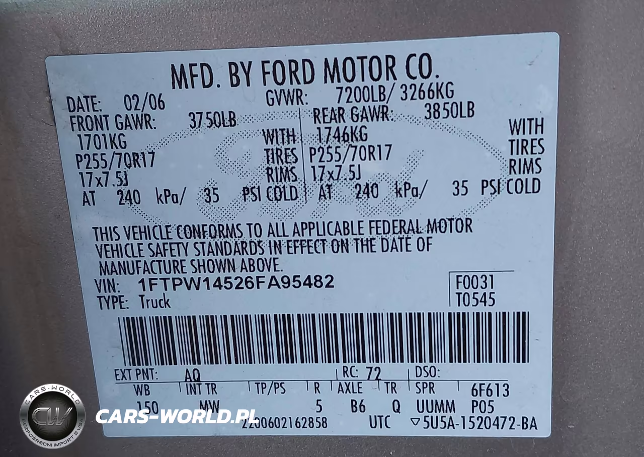 2006 Ford F-150 Fx4-Lariat-Xlt VIN:1FTPW14526FA95482 - 9