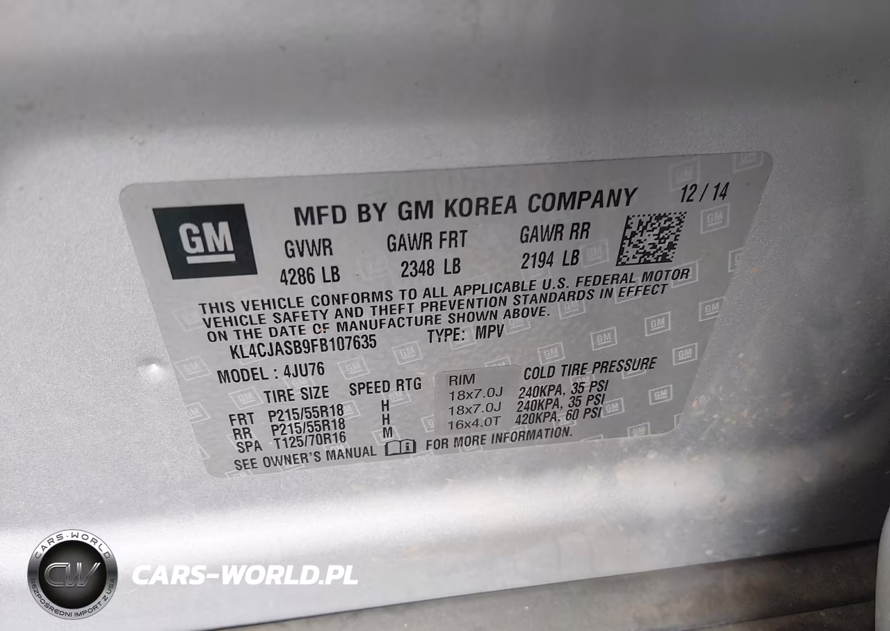 2015 Buick Encore VIN:KL4CJASB9FB107635 - 9