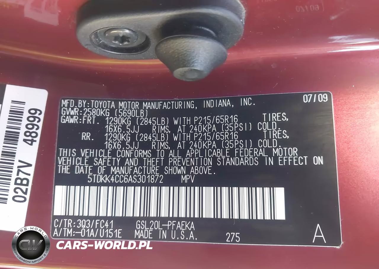 2010 Toyota Sienna Le VIN:5TDKK4CC6AS301872 - 9