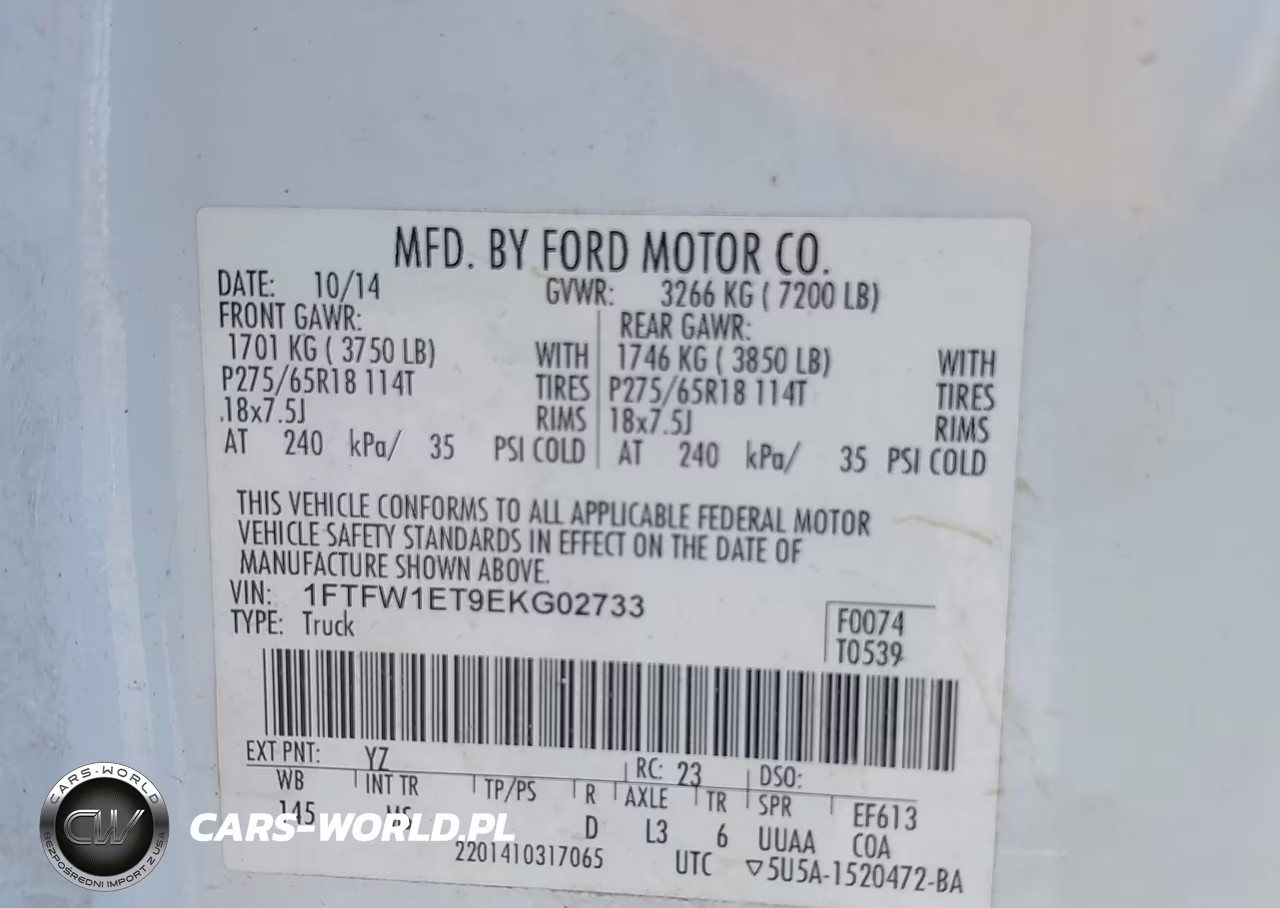 2014 Ford F-150 Xlt VIN:1FTFW1ET9EKG02733 - 9