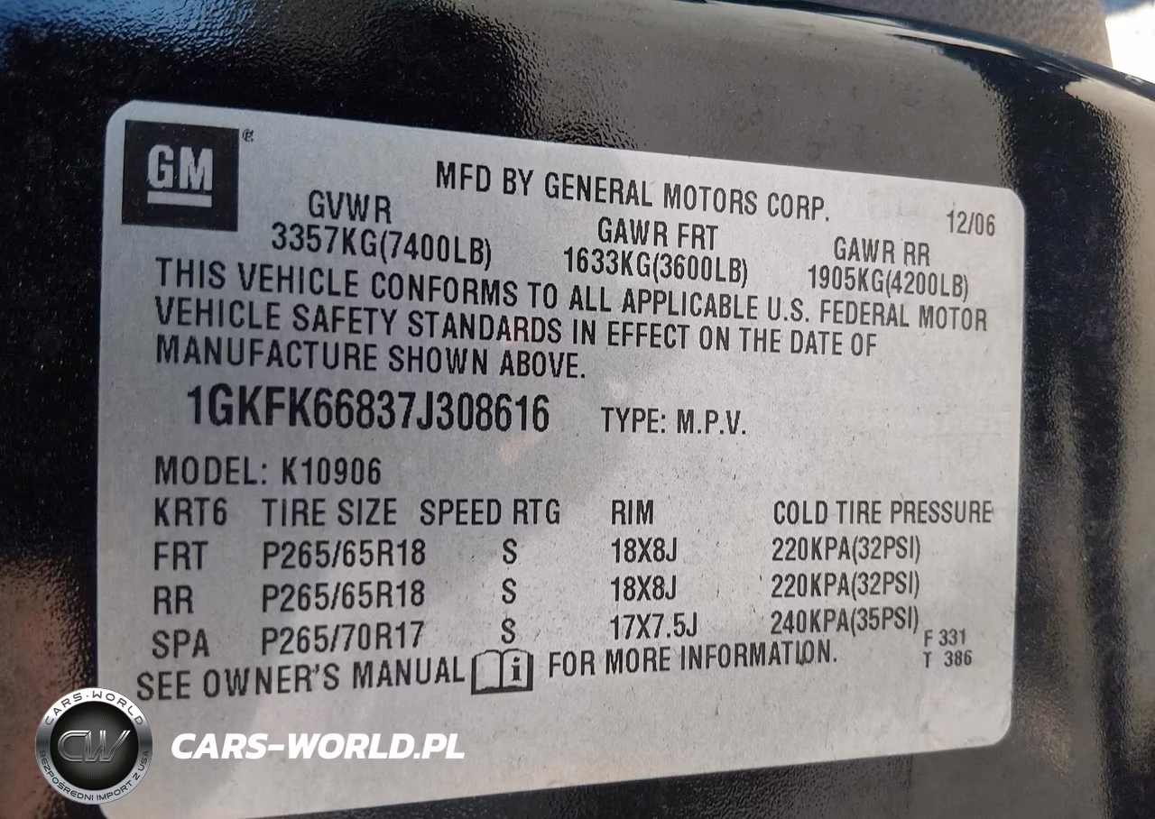 2007 GMC Yukon Xl Denali VIN:1GKFK66837J308616 - 9