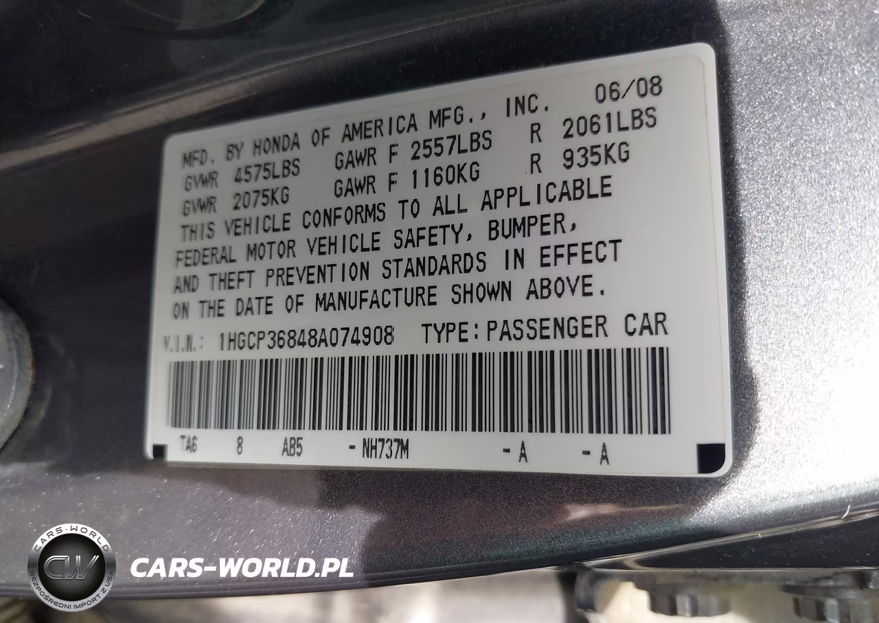 2008 Honda Accord 3.5 Ex-L VIN:1HGCP36848A074908 - 9