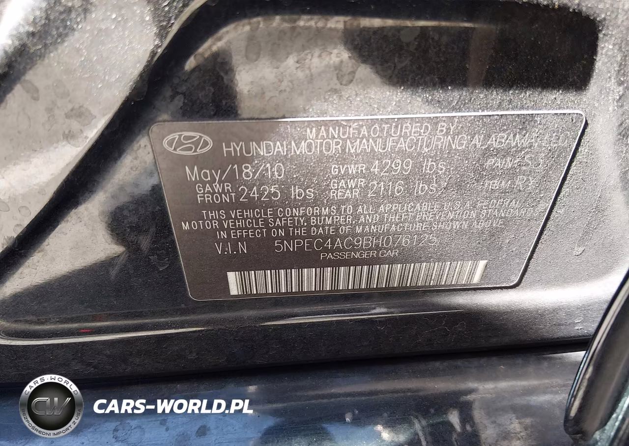 2011 Hyundai Sonata Se VIN:5NPEC4AC9BH076125 - 9