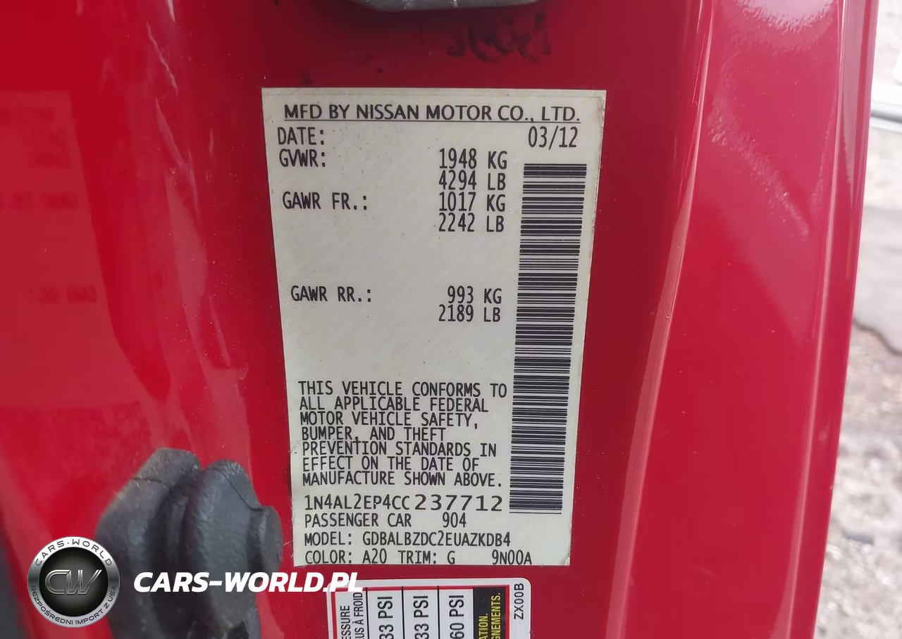 2012 Nissan Altima 2.5 S VIN:1N4AL2EP4CC237712 - 9