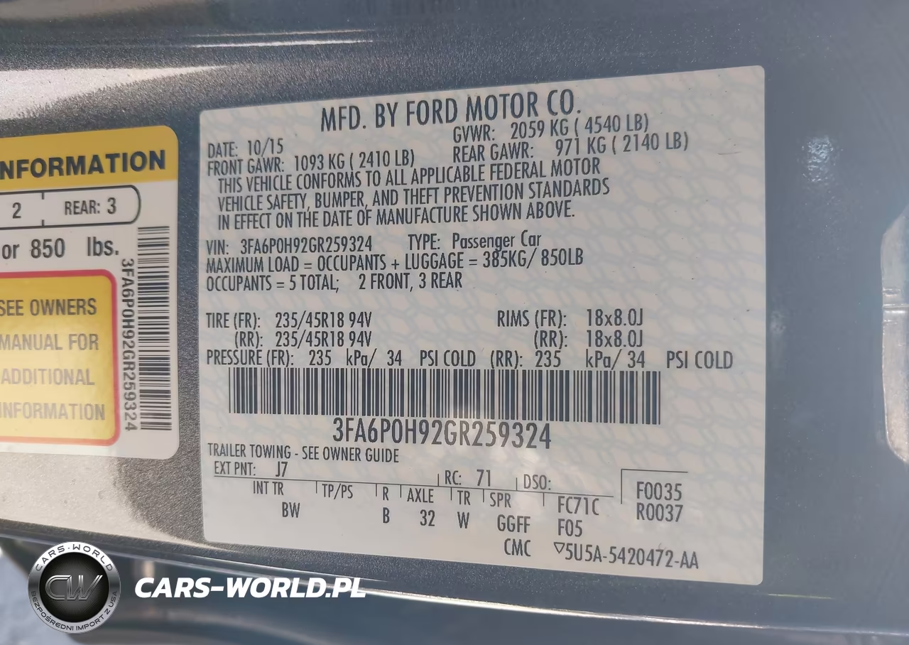 2016 Ford Fusion Se VIN:3FA6P0H92GR259324 - 9