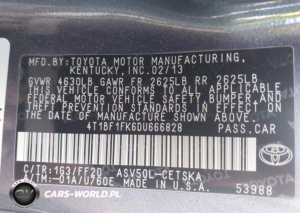 2013 Toyota Camry Se VIN:4T1BF1FK6DU666828 - 9