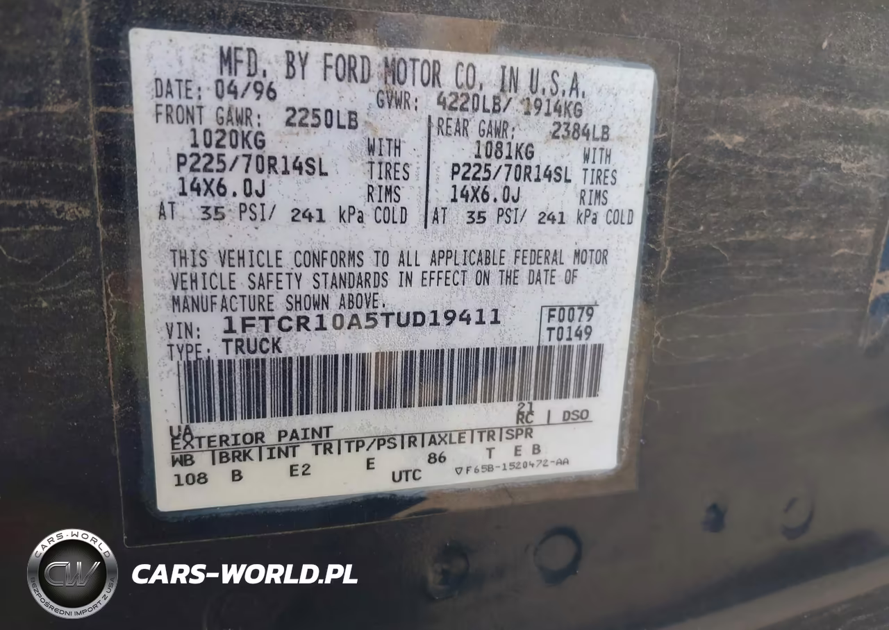 1996 Ford Ranger VIN:1FTCR10A5TUD19411 - 9