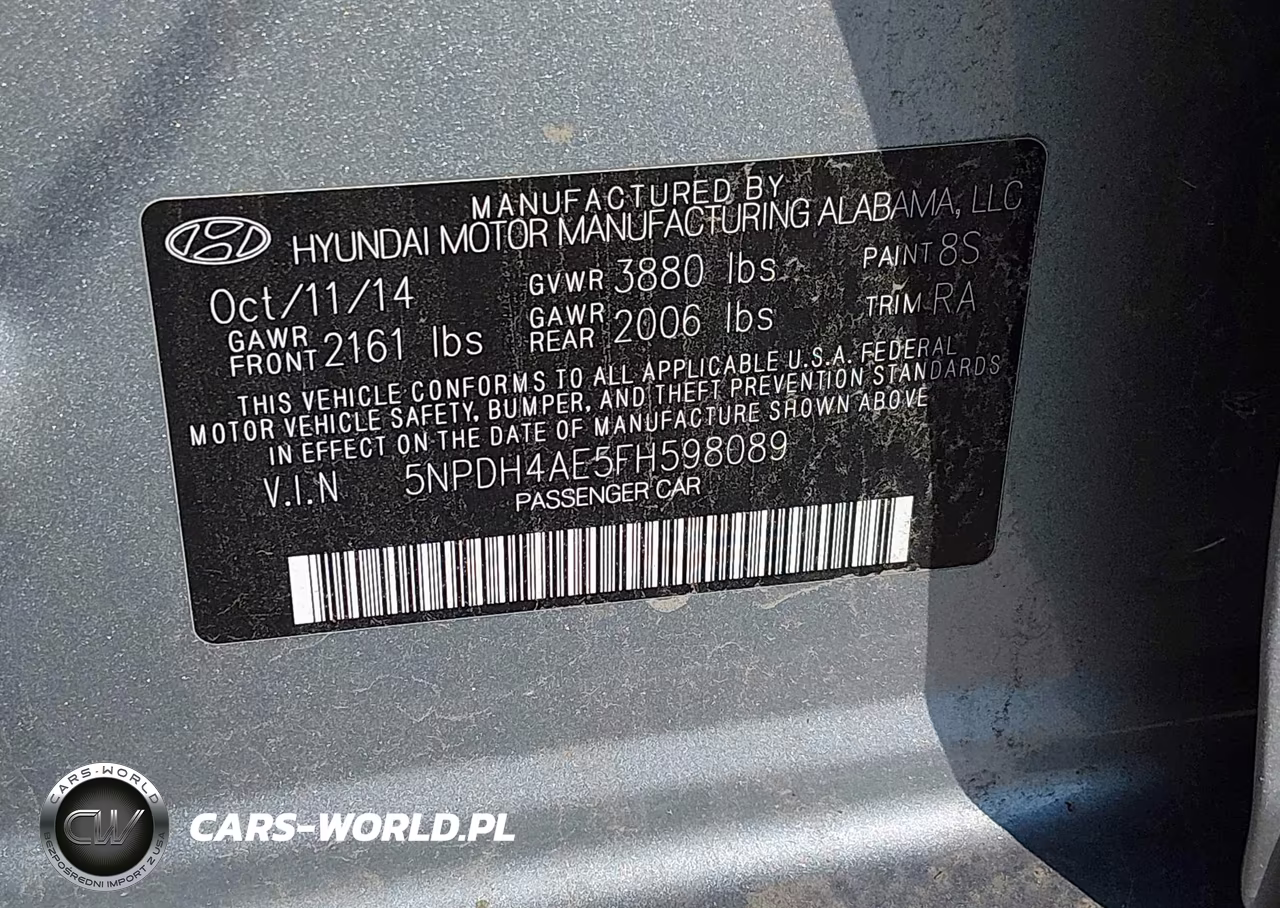 2015 Hyundai Elantra Limited VIN:5NPDH4AE5FH598089 - 9