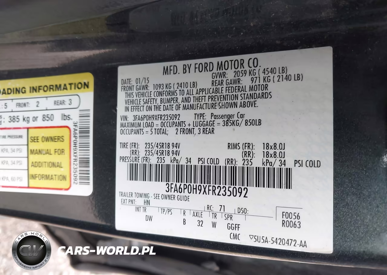 2015 Ford Fusion Se VIN:3FA6P0H9XFR235092 - 9