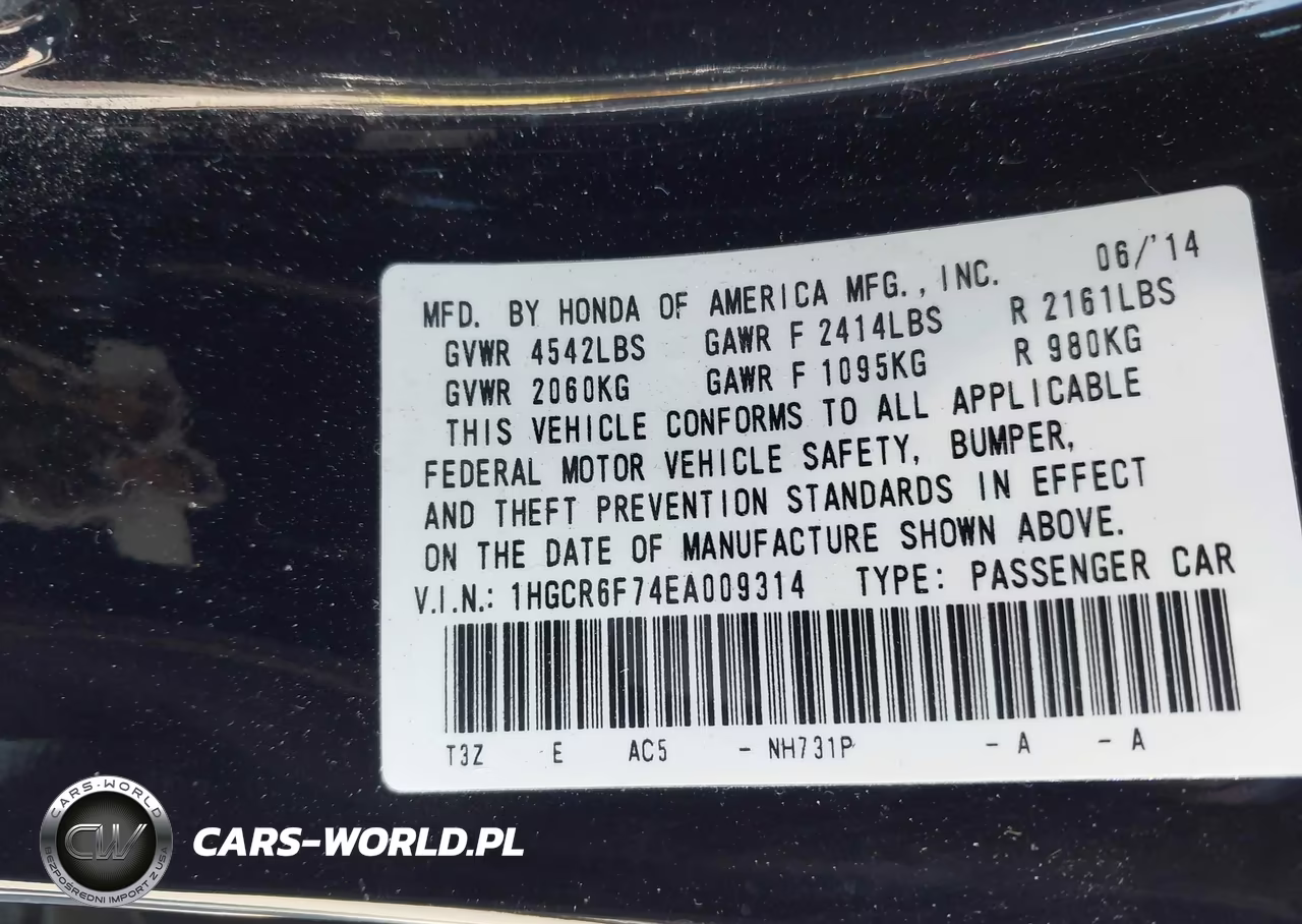 2014 Honda Accord Hybrid Touring VIN:1HGCR6F74EA009314 - 9