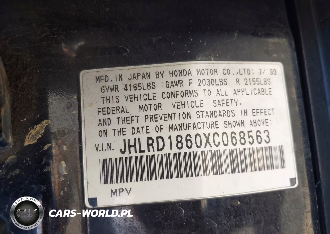 1999 Honda Cr-V Ex VIN:JHLRD1860XC068563 - 9
