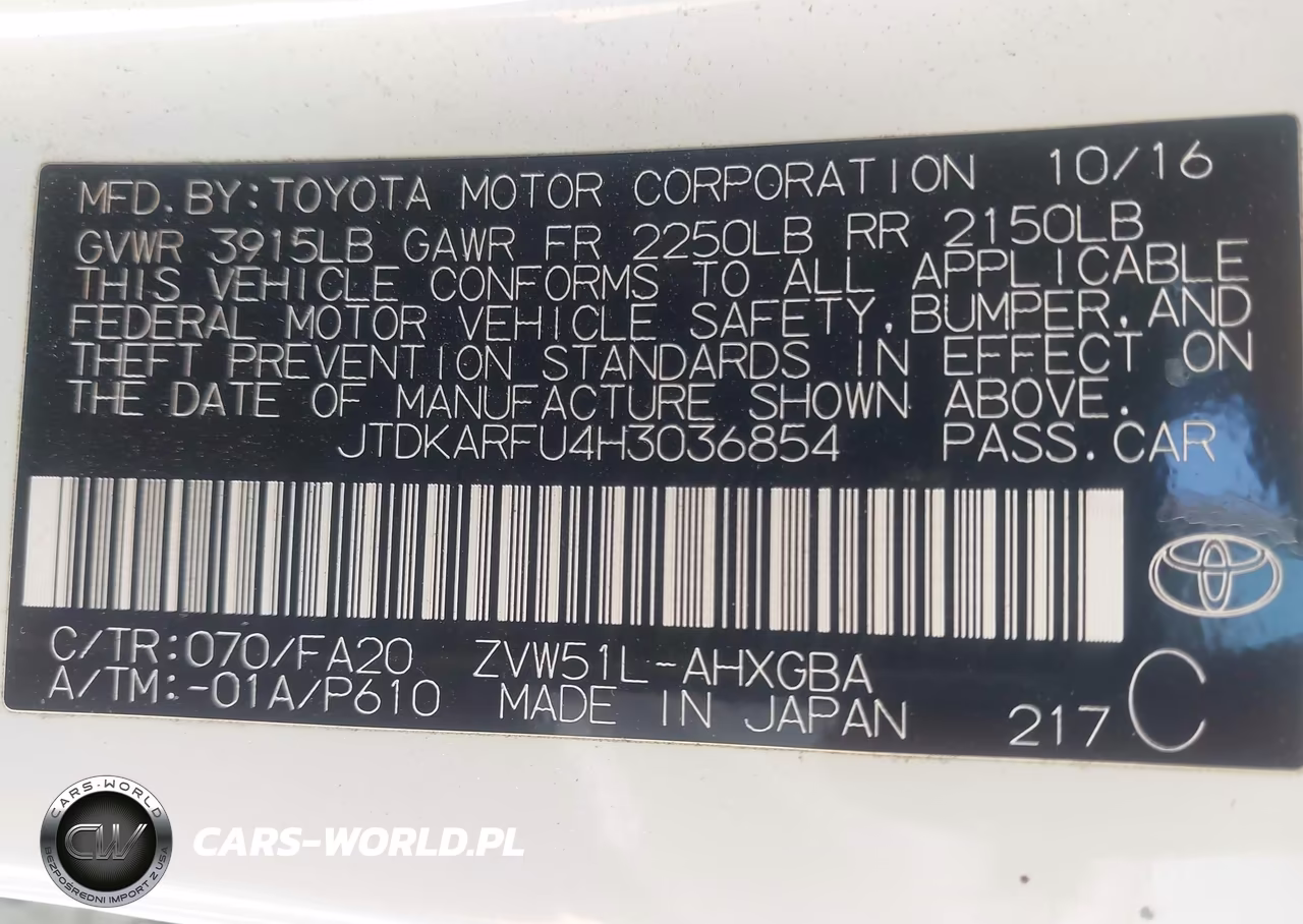 2017 Toyota Prius Three VIN:JTDKARFU4H3036854 - 9