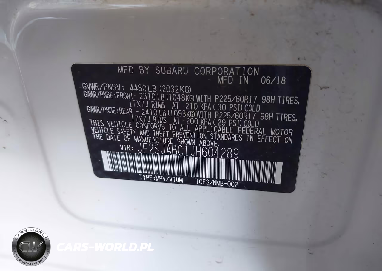 2018 Subaru Forester 2.5I VIN:JF2SJABC1JH604289 - 9