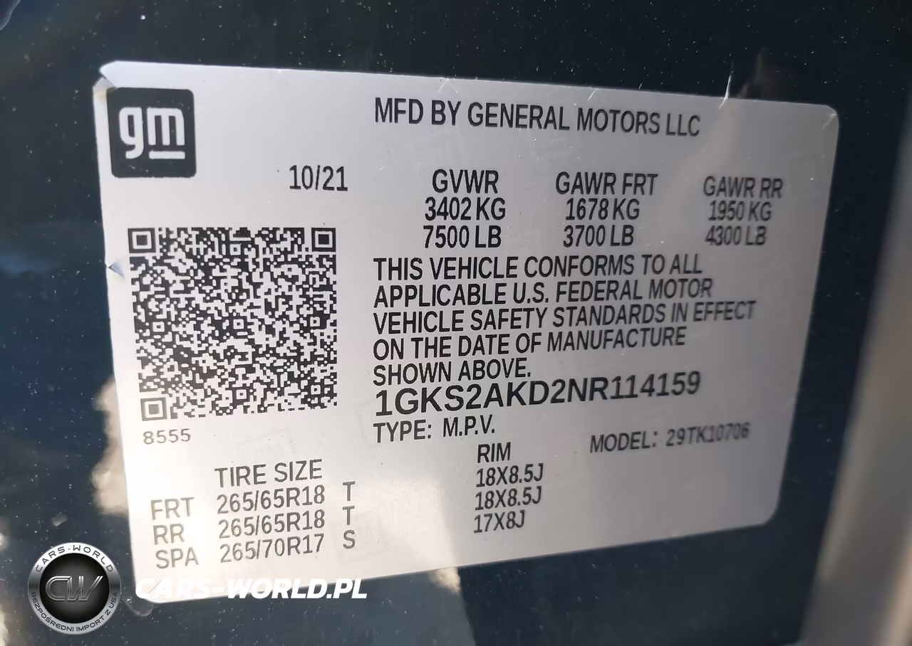 2022 GMC Yukon 4Wd Sle VIN:1GKS2AKD2NR114159 - 9