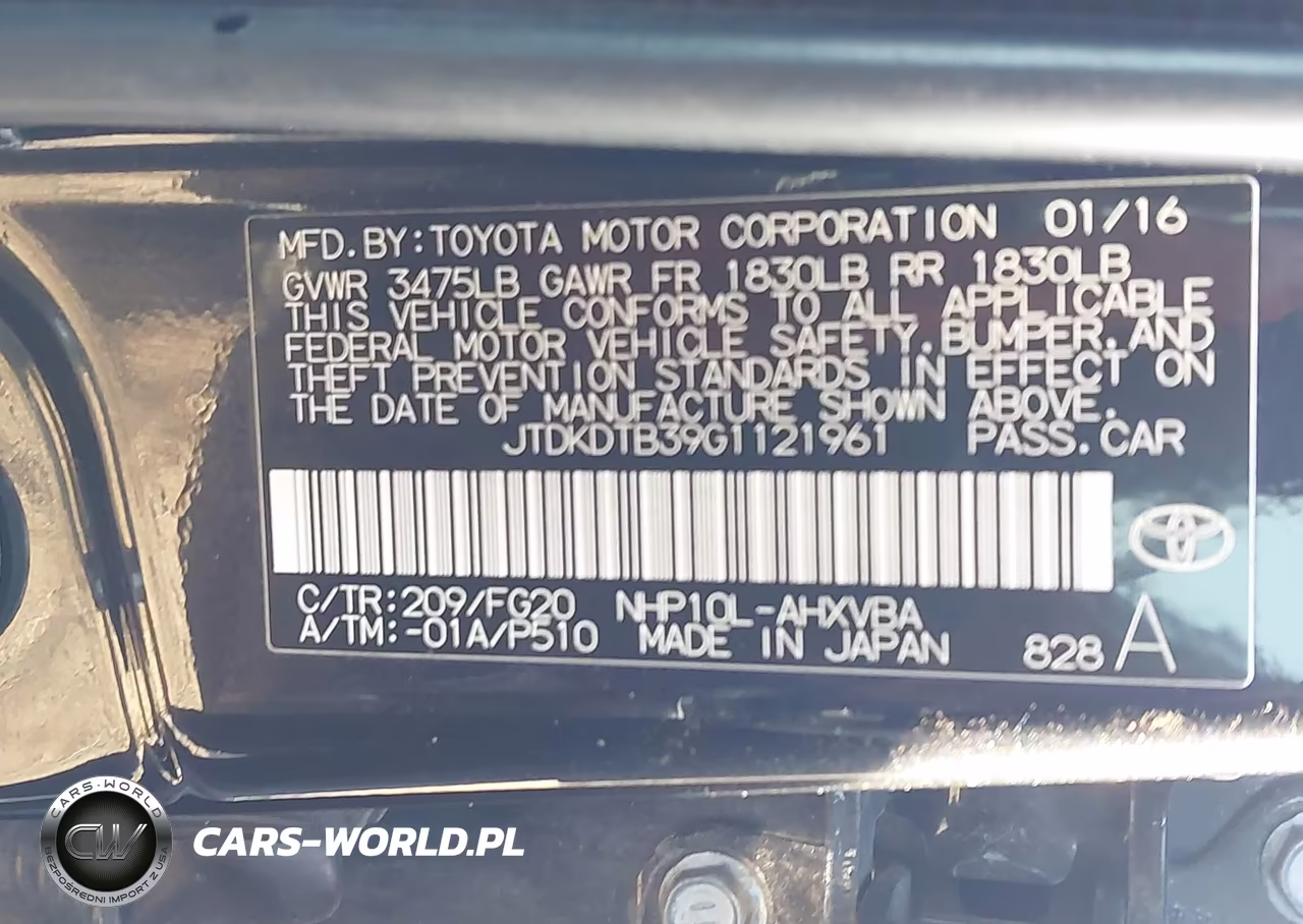 TOYOTA PRIUS C VIN:JTDKDTB39G1121961 - 9