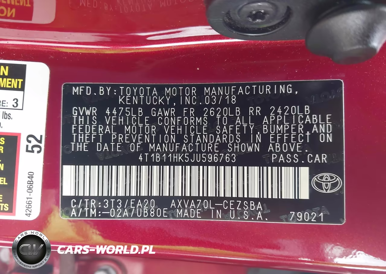 2018 Toyota Camry Se VIN:4T1B11HK5JU596763 - 9
