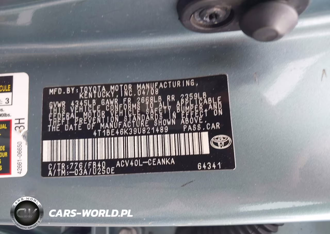 2009 Toyota Camry Le VIN:4T1BE46K39U821489 - 9