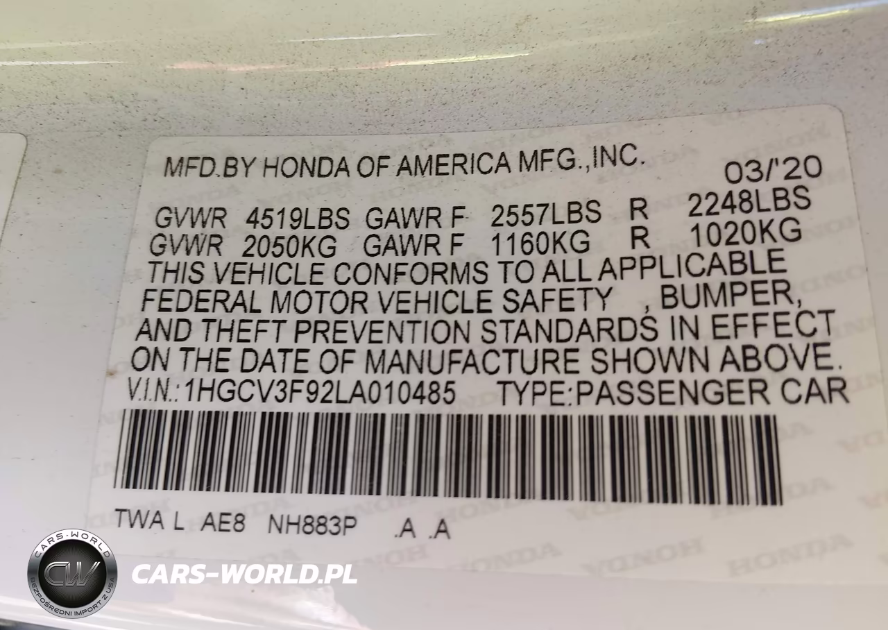 2020 Honda Accord Hybrid Touring VIN:1HGCV3F92LA010485 - 9