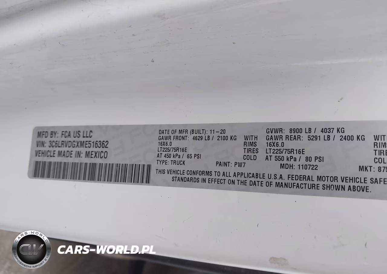 2021 Ram Promaster 2500 High Roof 159 Wb VIN:3C6LRVDGXME516362 - 9