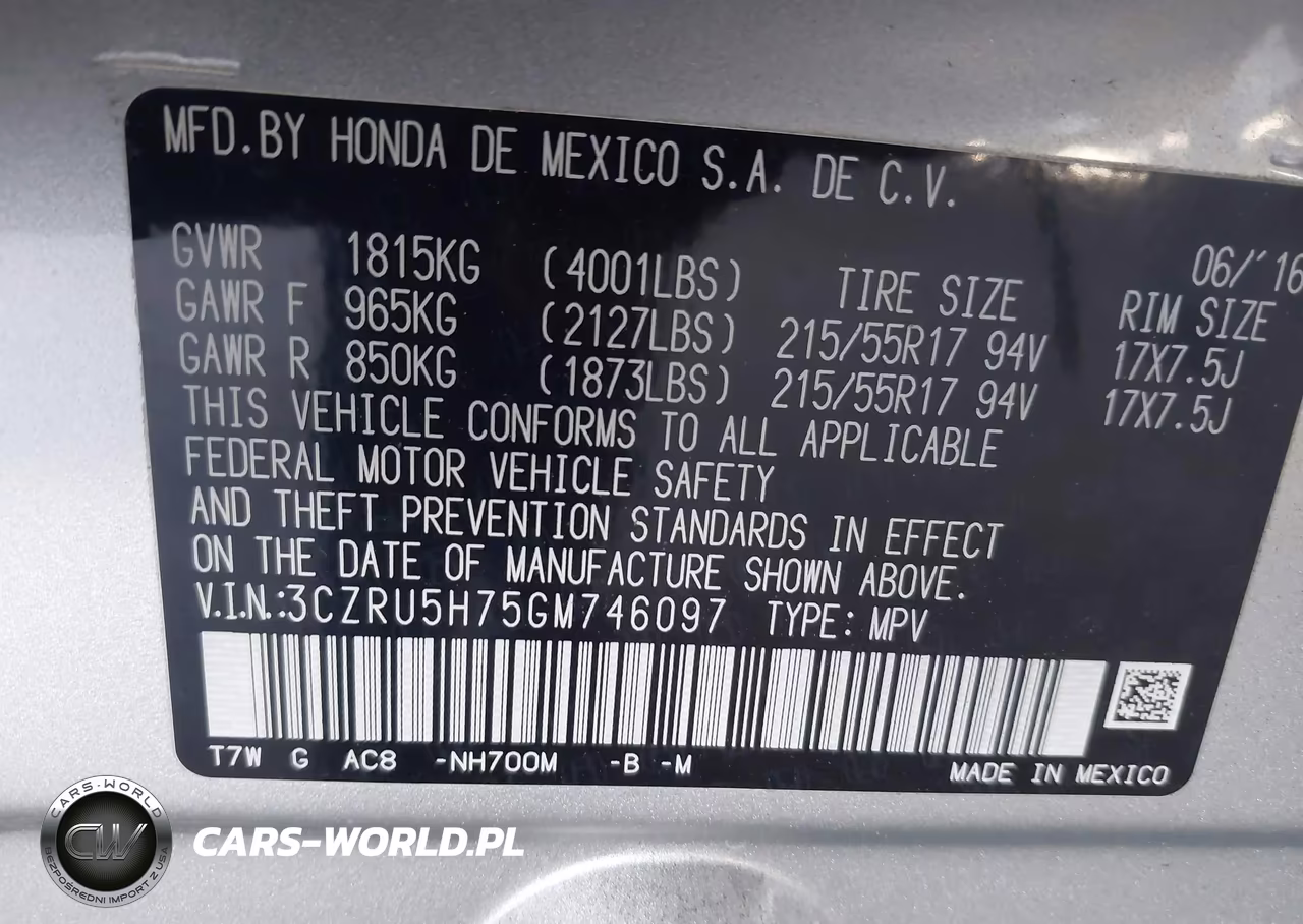 2016 Honda Hr-V Ex-L VIN:3CZRU5H75GM746097 - 9