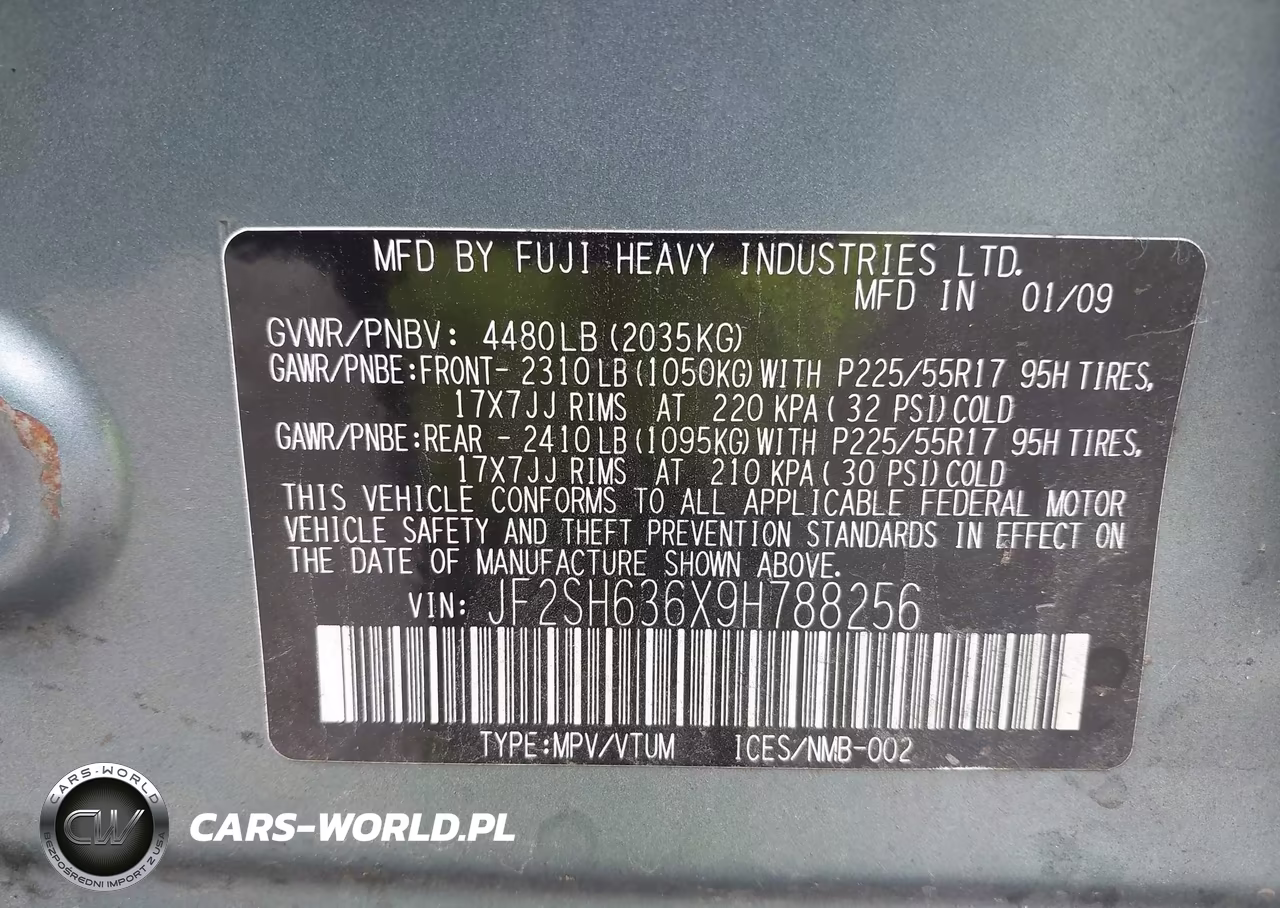2009 Subaru Forester 2.5X VIN:JF2SH636X9H788256 - 9