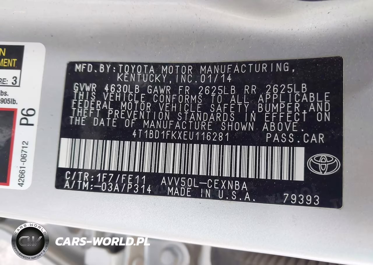 2014 Toyota Camry Hybrid Le VIN:4T1BD1FKXEU116281 - 9